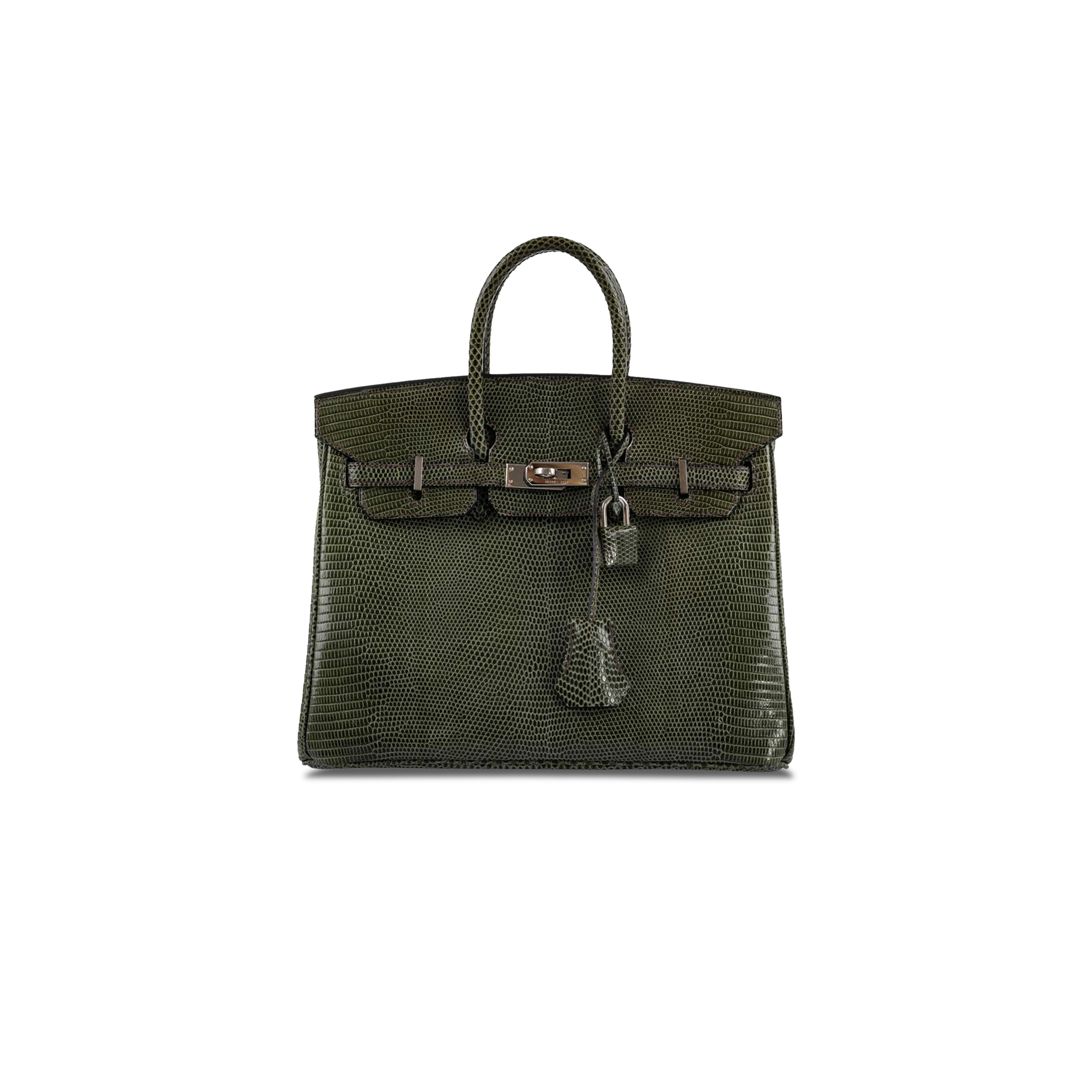 H**mes master birkin 25 lizard jungle green silver buckle h028352ca26 (25*20*13cm)